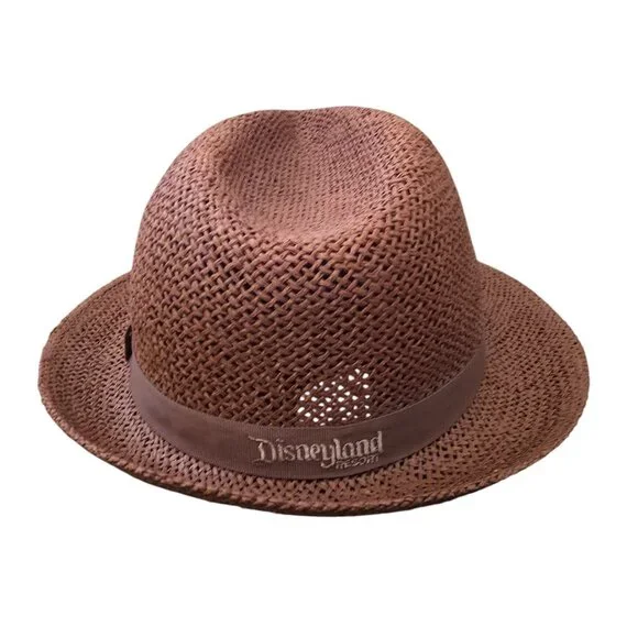 Walt Disney World Disneyland Resort Brown Mickey Mouse Woven Fedora Hat 7-3/8 - Picture 4 of 10